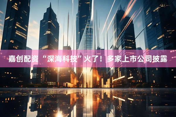嘉创配资 “深海科技”火了！多家上市公司披露