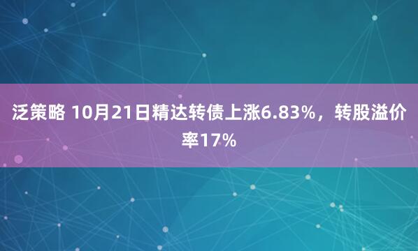 泛策略 10月21日精达转债上涨6.83%，转股溢价率17%