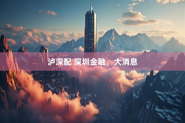 泸深配 深圳金融，大消息