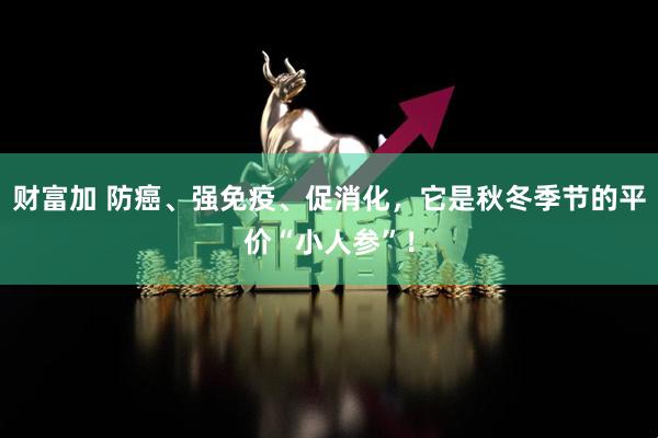 财富加 防癌、强免疫、促消化，它是秋冬季节的平价“小人参”！